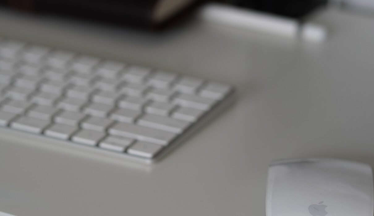 Wireless mouse and keyboard in a modern office workspace