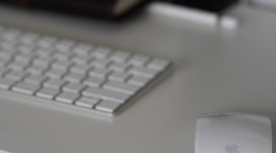 Wireless mouse and keyboard in a modern office workspace