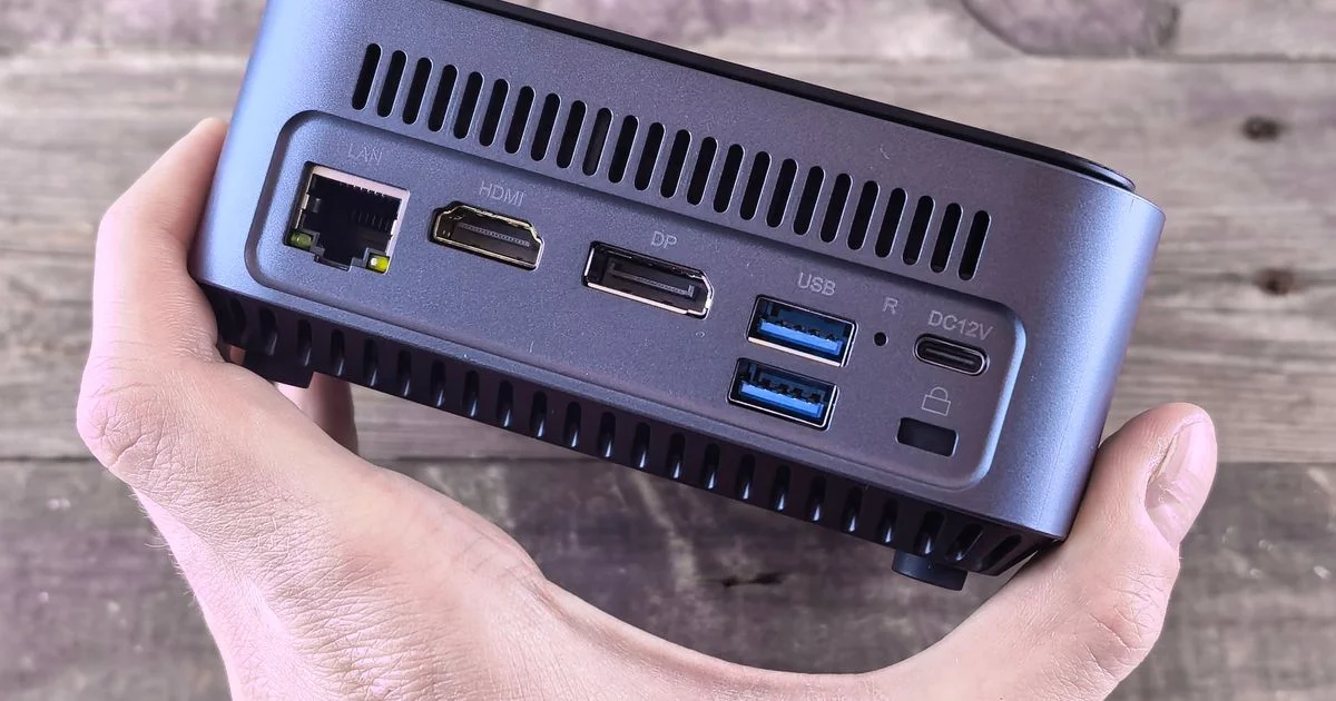 Rear ports on a small desktop computer, the connections that decide whether an Acemagic mini PC for home office use fits a desk